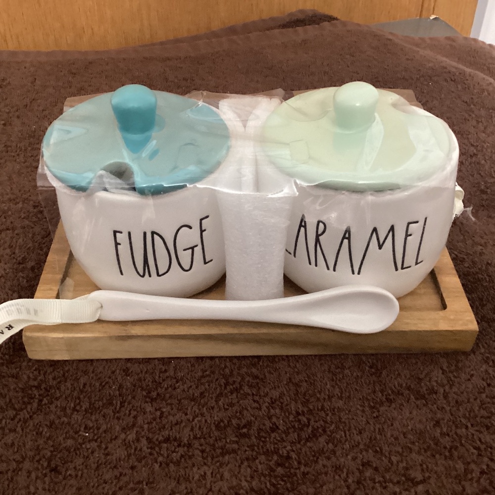 Rae Dunn fudge and caramel holders